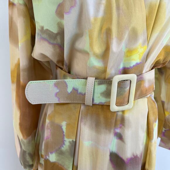 Exquise Brooklyn Dress Watercolor Belted Cotton Yellow Orange Pastels - Picture 10 of 17